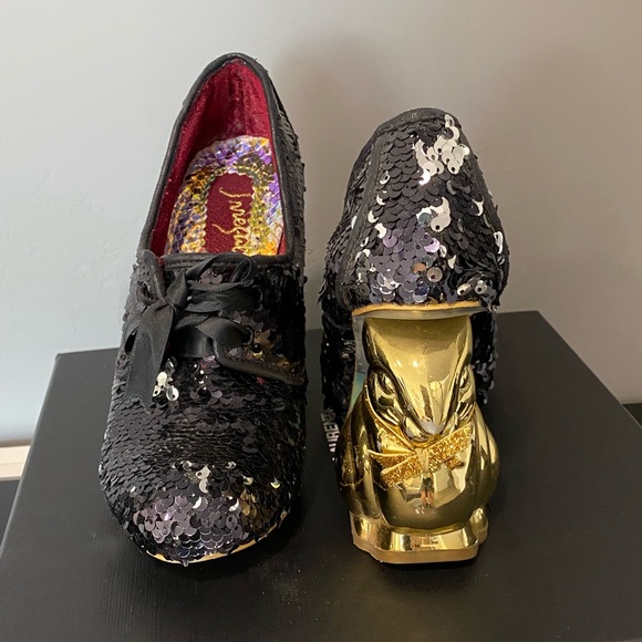 Irregular Choice Shoes Black Sequin Shoes With Rabbit Heels Poshmark
